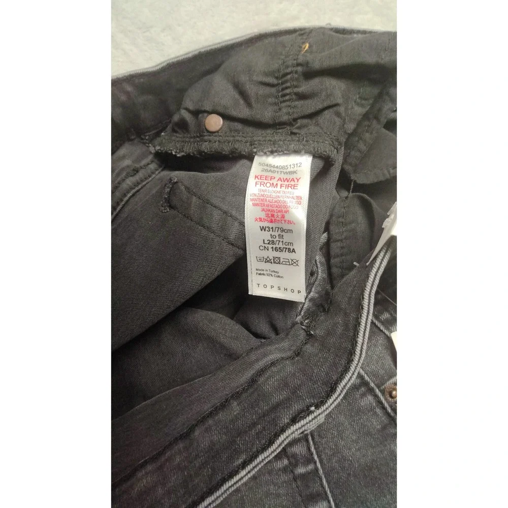 Topshop Jamie Skinny Fit Jeans Womens Size 31 x 28 Dark Gray Stretch Petite